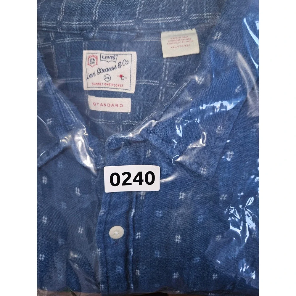 Levi Strauss & Co Mens 2XL Blue Sunset One Pocket Geometric Button Down Shirt